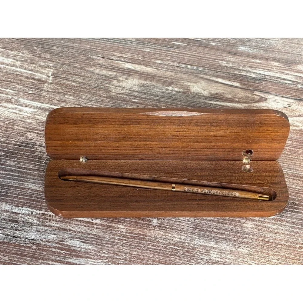 Vintage Wooden Pen Holder Engraved Pen Dealer‎ Advisory Council 1994 Denver CO